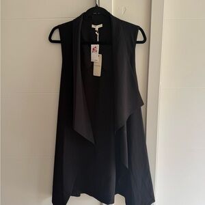 Black Sleeveless Waterfall Vest